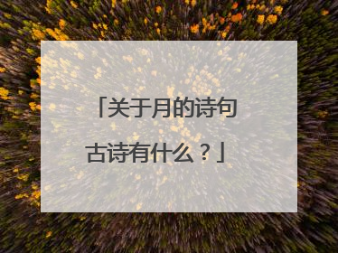 关于月的诗句古诗有什么？