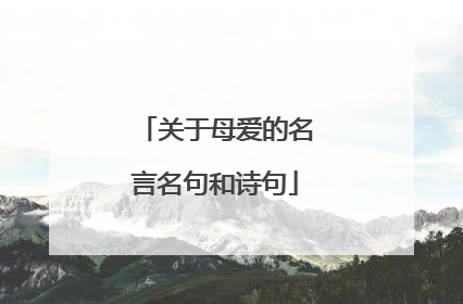 关于母爱的名言名句和诗句