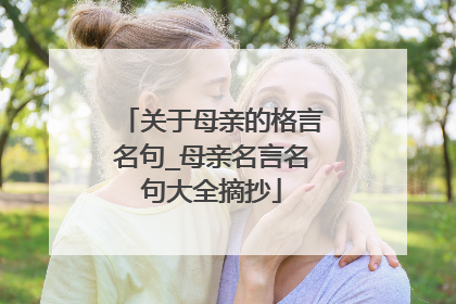 关于母亲的格言名句_母亲名言名句大全摘抄