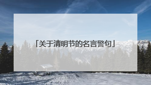 关于清明节的名言警句