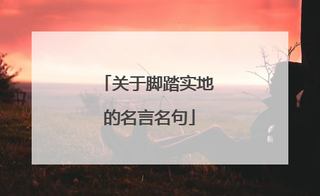 关于脚踏实地的名言名句