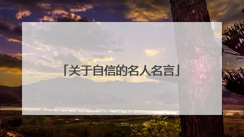 关于自信的名人名言