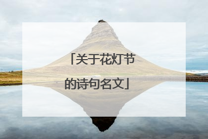 关于花灯节的诗句名文