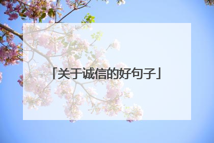 关于诚信的好句子