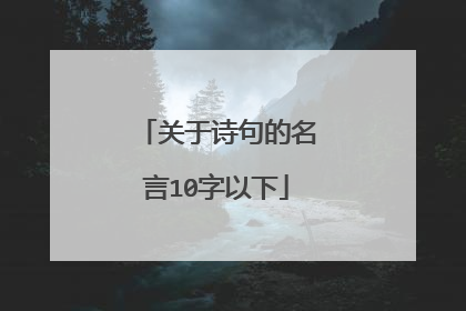 关于诗句的名言10字以下