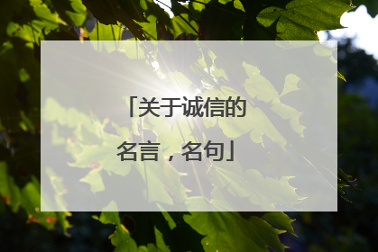关于诚信的名言,名句