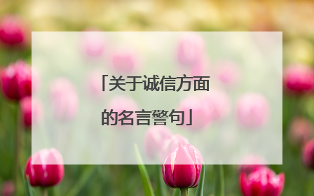 关于诚信方面的名言警句