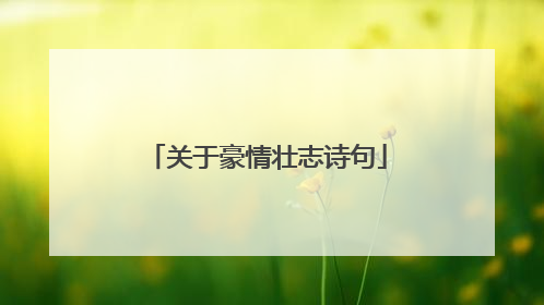 关于豪情壮志诗句