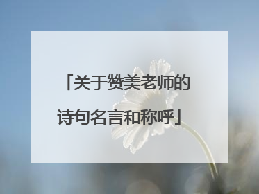 关于赞美老师的诗句名言和称呼
