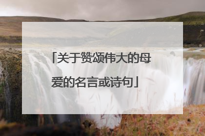 关于赞颂伟大的母爱的名言或诗句