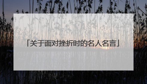 关于面对挫折时的名人名言