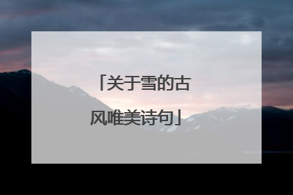 关于雪的古风唯美诗句