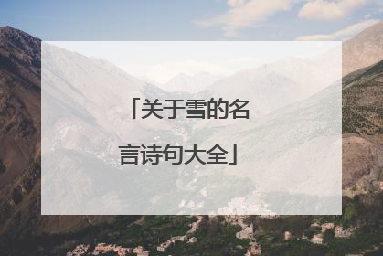 关于雪的名言诗句大全