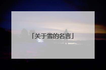 关于雪的名言