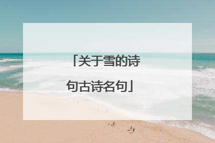 关于雪的诗句古诗名句
