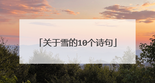 关于雪的10个诗句