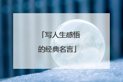 写人生感悟的经典名言