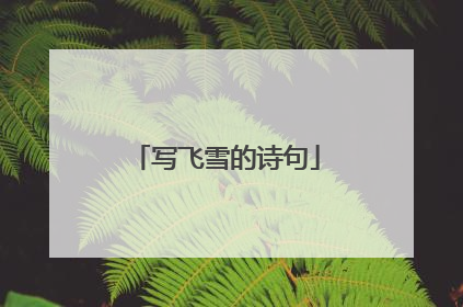 写飞雪的诗句