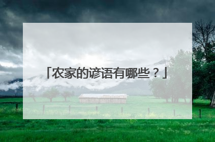 农家的谚语有哪些?