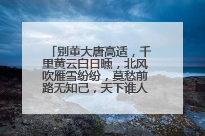 别董大唐高适,千里黄云白日曛,北风吹雁雪纷纷,莫愁前路无知己,天下谁人不识君?的意思