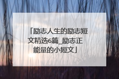 励志人生的励志短文精选6篇_励志正能量的小短文