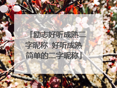 励志好听成熟二字昵称 好听成熟简单的二字昵称