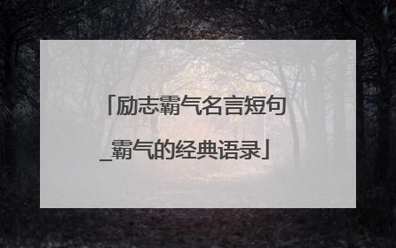 励志霸气名言短句_霸气的经典语录