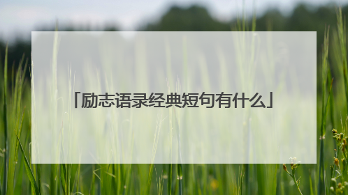 励志语录经典短句有什么