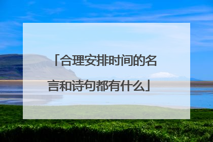 合理安排时间的名言和诗句都有什么