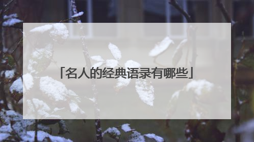 名人的经典语录有哪些