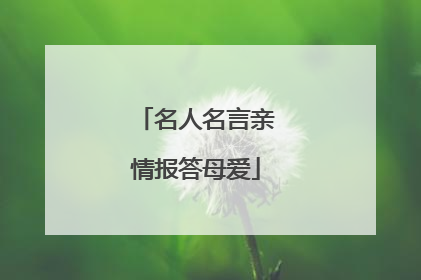 名人名言亲情报答母爱