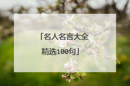 名人名言大全精选100句