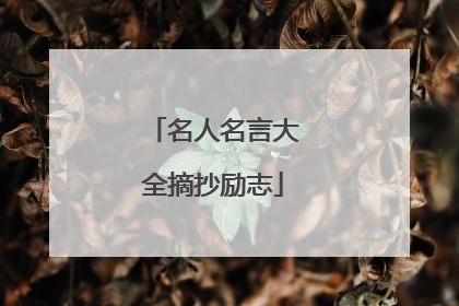 名人名言大全摘抄励志
