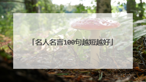 名人名言100句越短越好