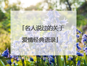 名人说过的关于爱情经典语录