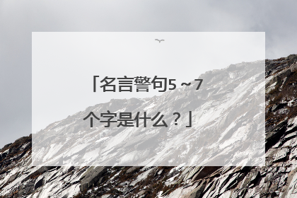 名言警句5~7个字是什么?