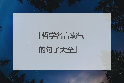 哲学名言霸气的句子大全