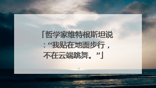 哲学家维特根斯坦说:“我贴在地面步行,不在云端跳舞。”