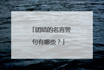团结的名言警句有哪些?