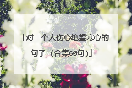 对一个人伤心绝望寒心的句子 (合集60句)