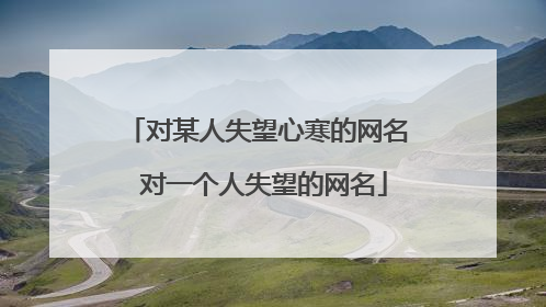 对某人失望心寒的网名 对一个人失望的网名