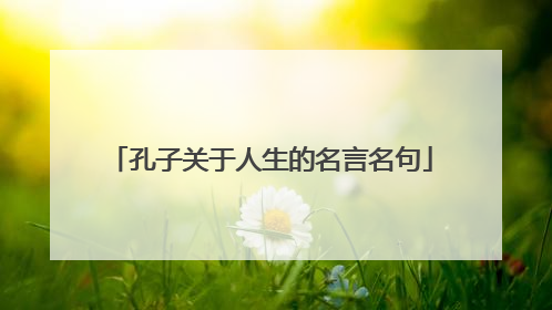 孔子关于人生的名言名句