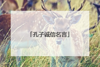 孔子诚信名言