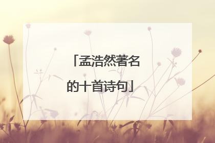 孟浩然著名的十首诗句