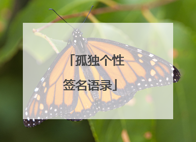 孤独个性签名语录