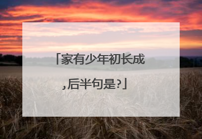 家有少年初长成,后半句是?