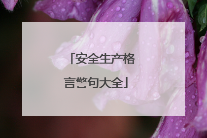 安全生产格言警句大全