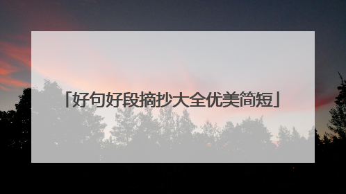 好句好段摘抄大全优美简短