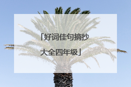好词佳句摘抄大全四年级