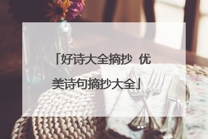好诗大全摘抄 优美诗句摘抄大全